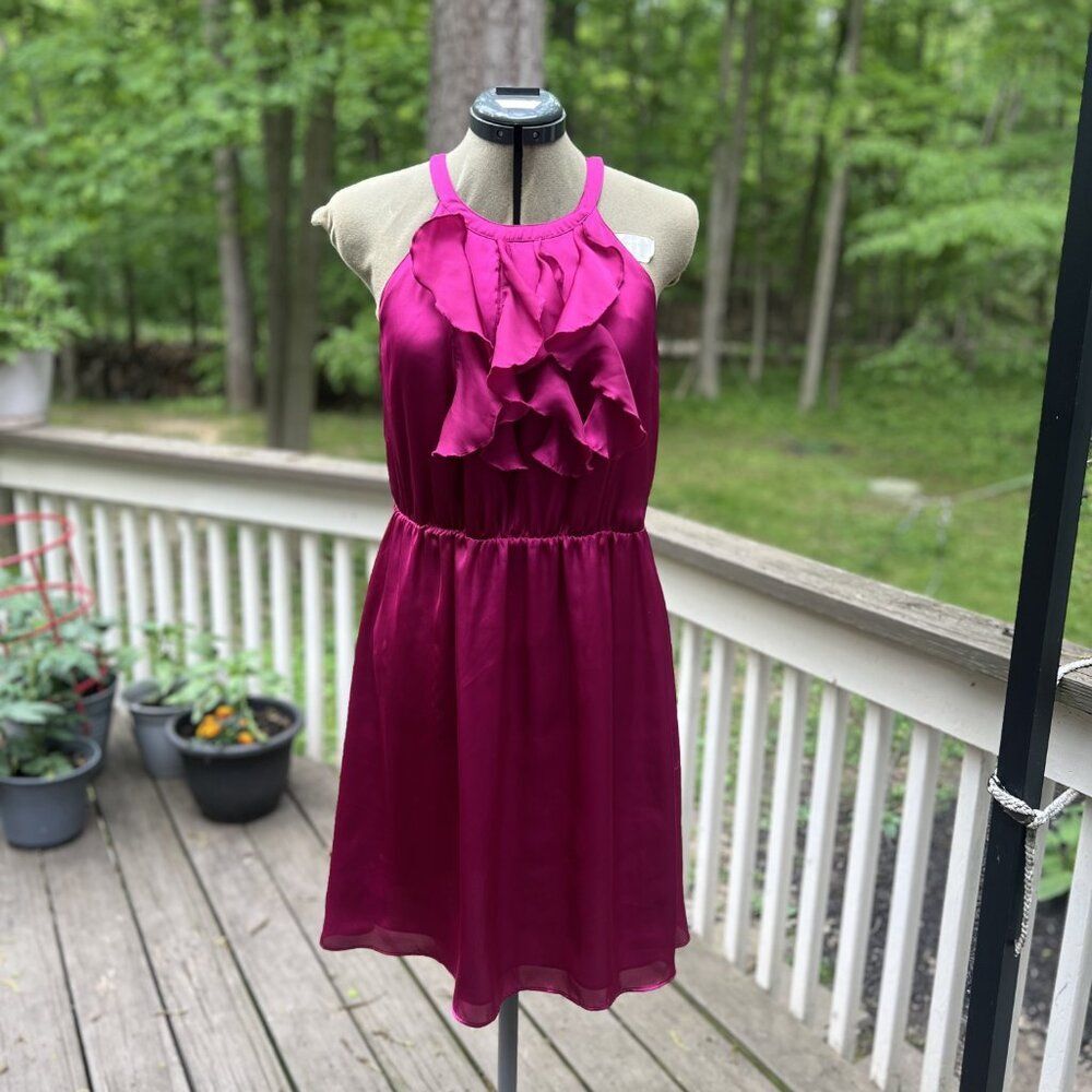 Apt. 9 Fuchsia Ruffle Halter Dress - Size 10